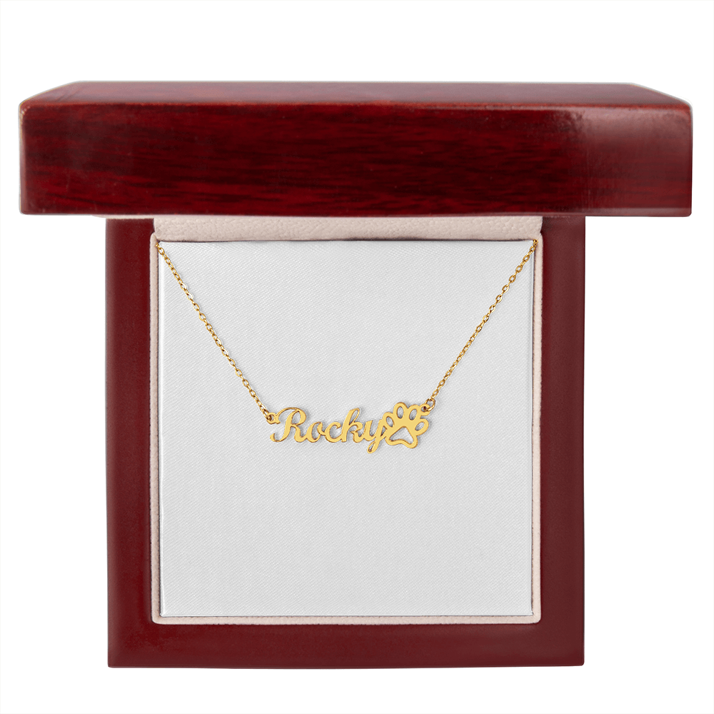 Custom Paw Print Name Necklace - Pet Memorial Jewelry