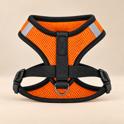 AirFit reflective pet harness orange on warm beige background