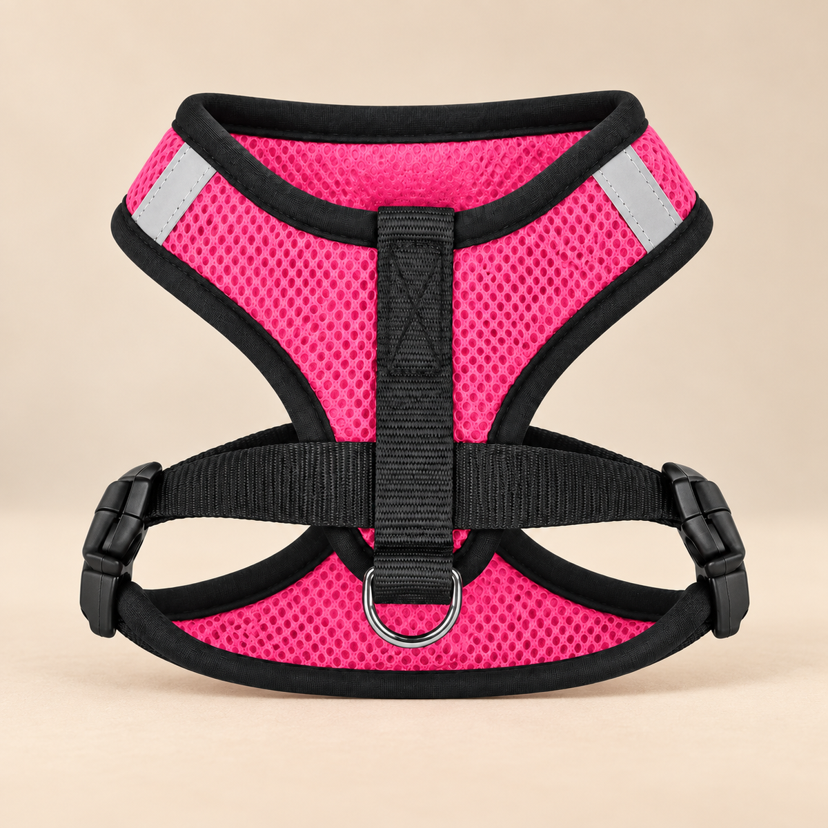 AirFit reflective pet harness pink on warm beige background