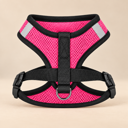 AirFit reflective pet harness pink on warm beige background