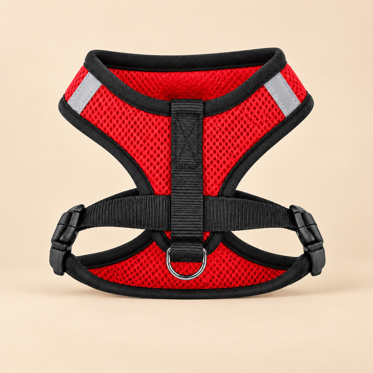 AirFit reflective pet harness red on warm beige background