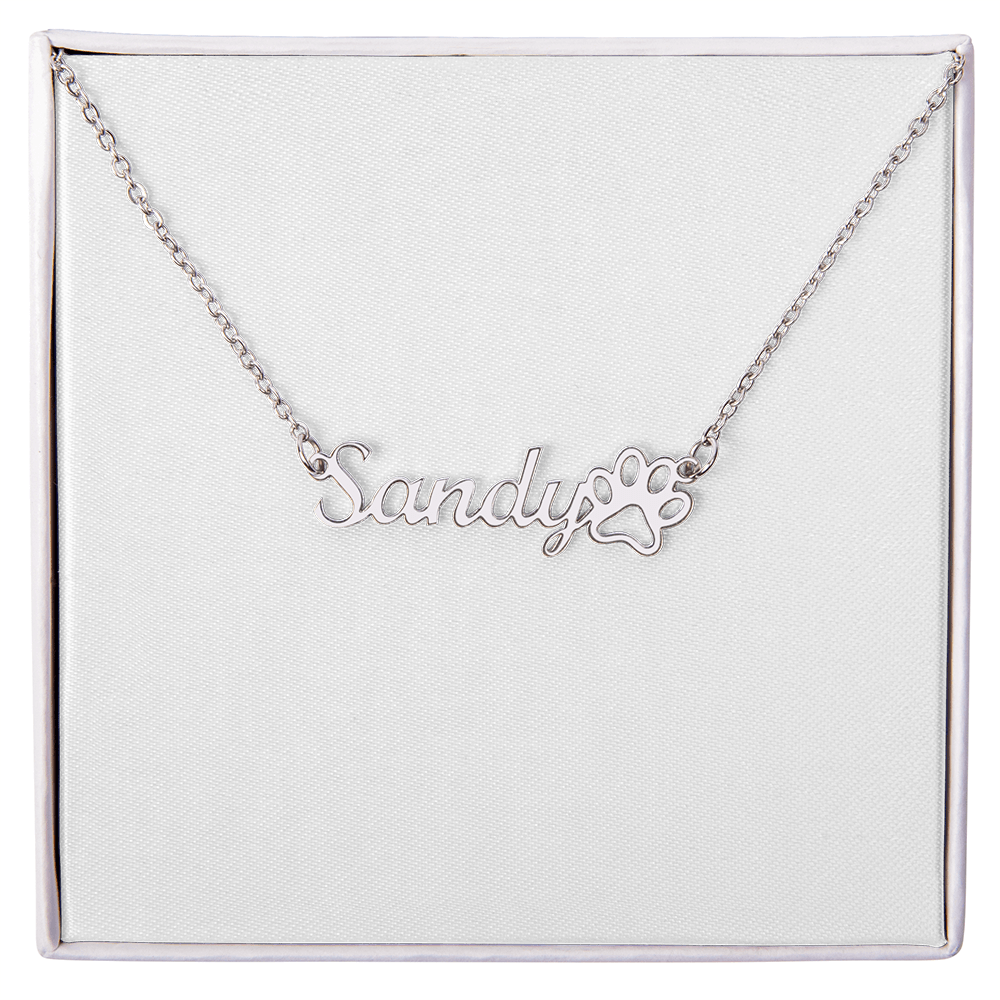 Custom Paw Print Name Necklace - Pet Memorial Jewelry