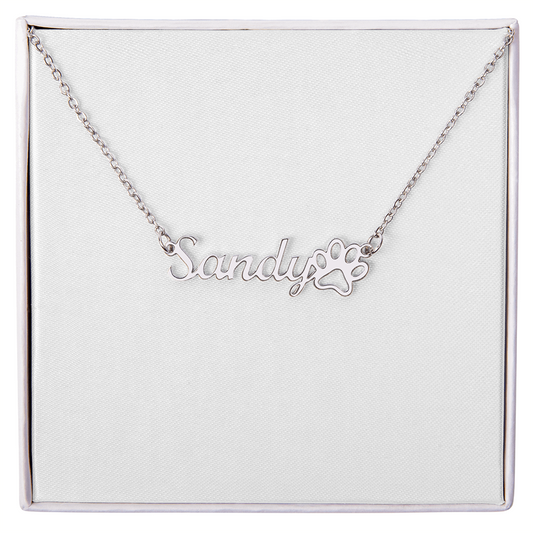 Custom Paw Print Name Necklace - Pet Memorial Jewelry