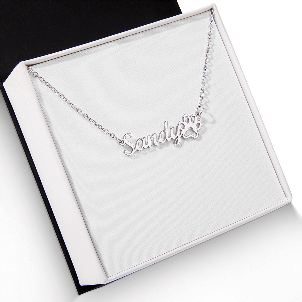 Custom Paw Print Name Necklace - Pet Memorial Jewelry