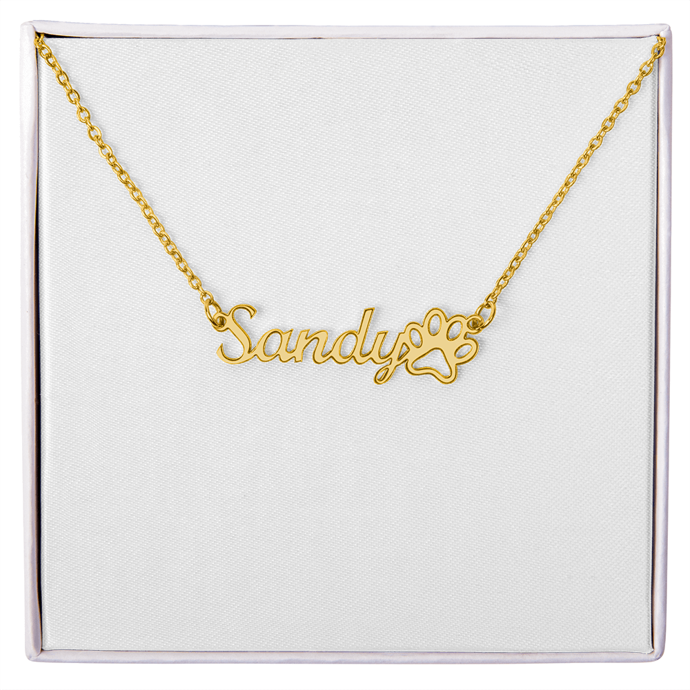 Custom Paw Print Name Necklace - Pet Memorial Jewelry