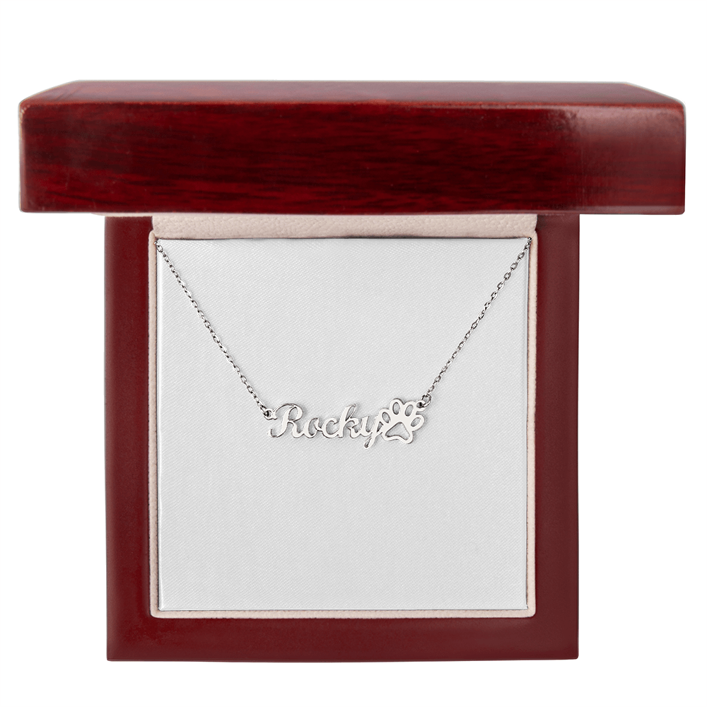 Custom Paw Print Name Necklace - Pet Memorial Jewelry