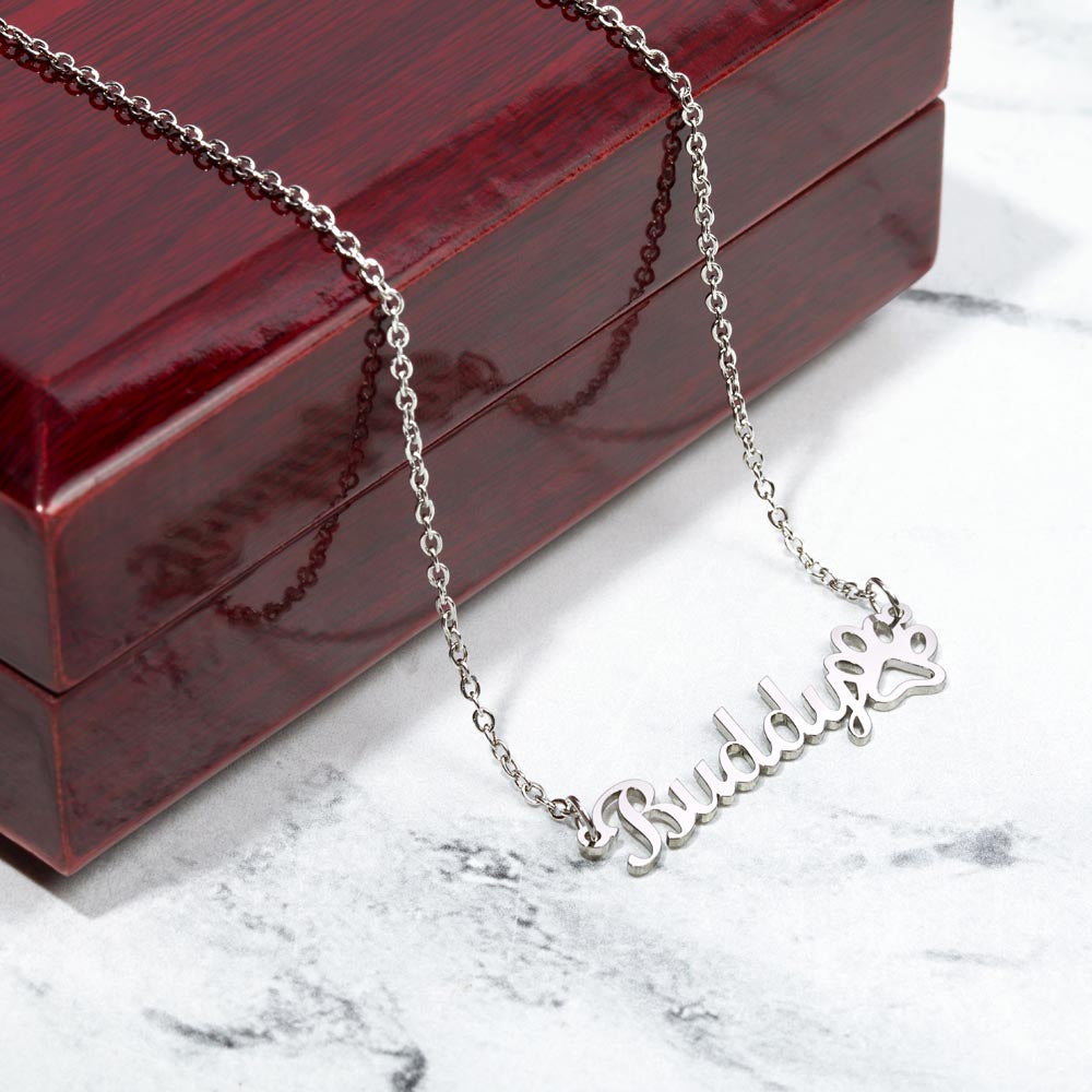 Custom Paw Print Name Necklace - Pet Memorial Jewelry
