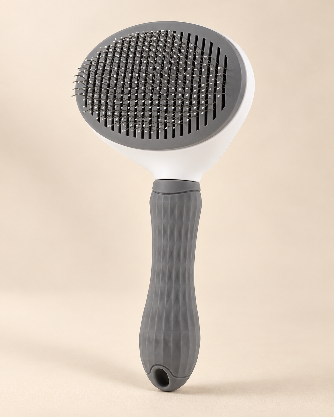 CleanGlide Self-Cleaning Pet Brush grey angled view