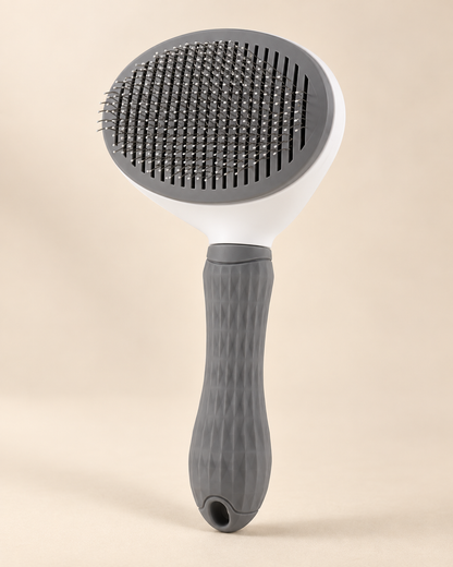 CleanGlide Self-Cleaning Pet Brush grey angled view