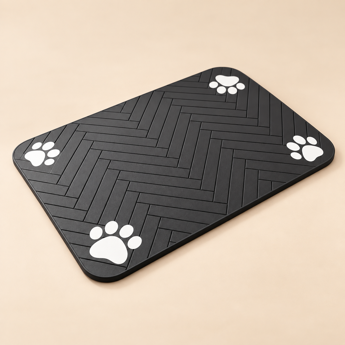 DryPaw Absorbent Feeding Mat on warm beige background