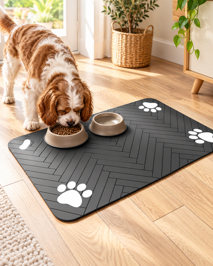 DryPaw feeding mat in use with a dog