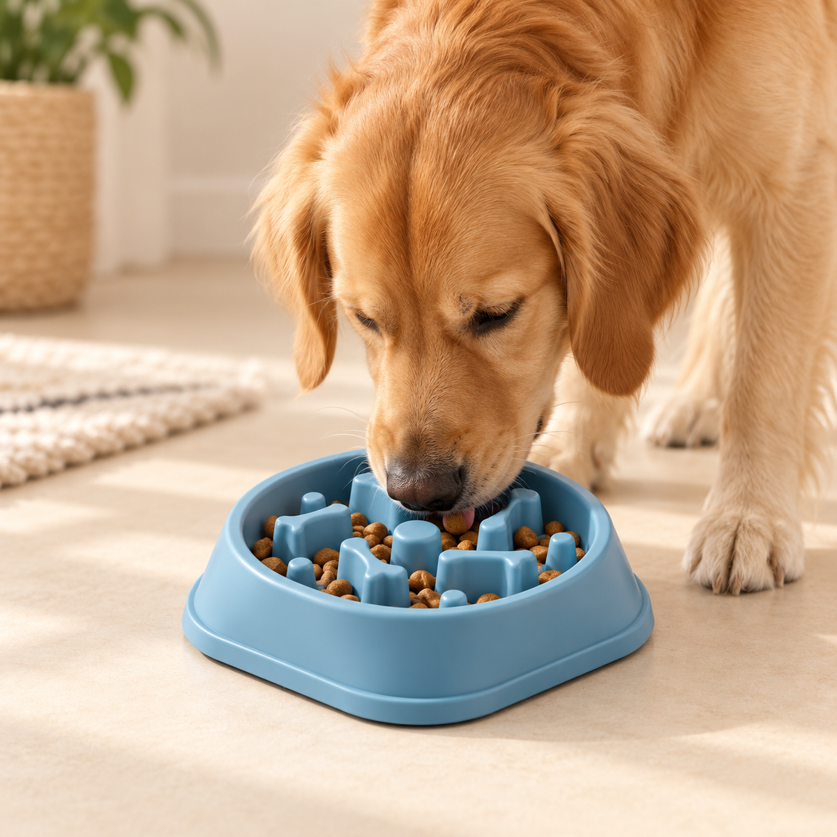PacePaw Azul lifestyle perro comiendo