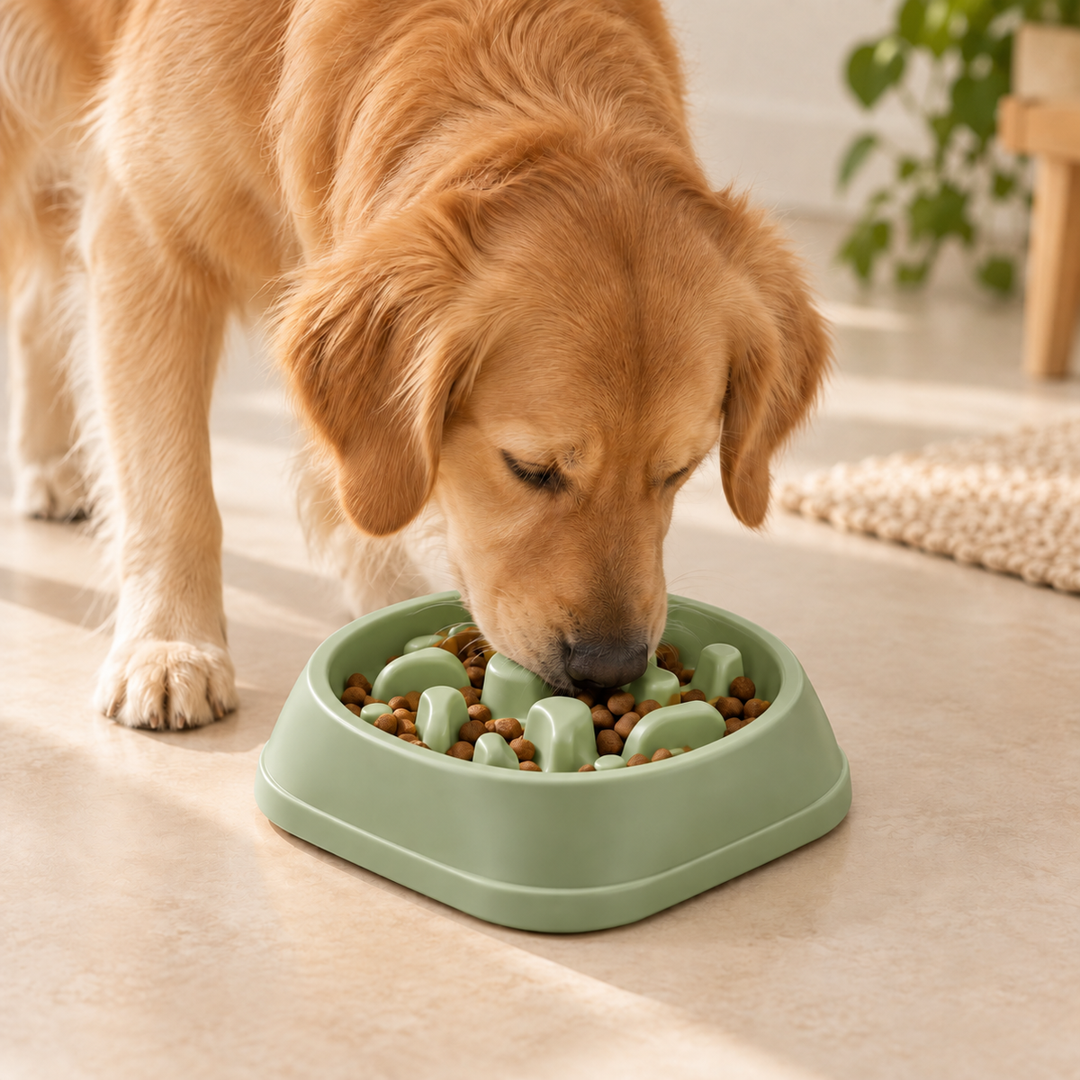 PacePaw Verde salvia lifestyle perro comiendo