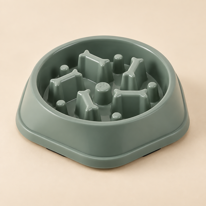 PacePaw Slow Feeder Bowl sage square design on warm beige background