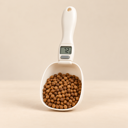 Precision Pet Food Scoop angled view on beige background